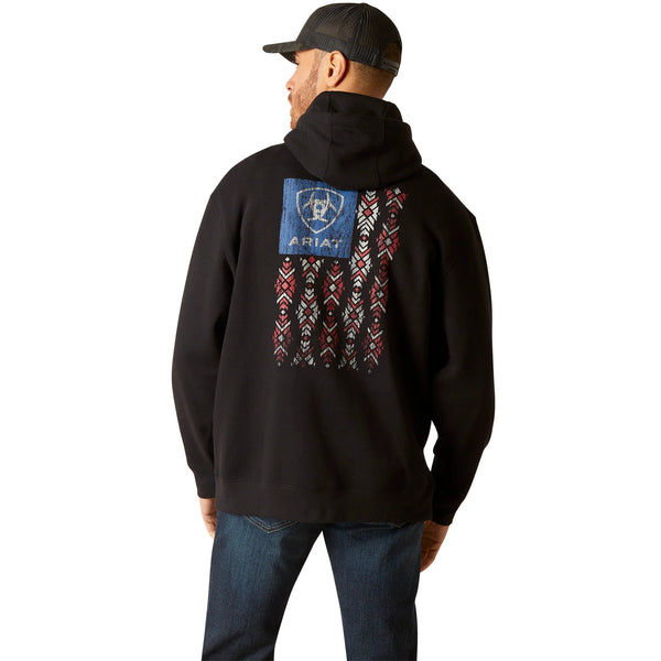 Ariat Men's Zuni Flag Black Hooded Sweatshirt 10046397