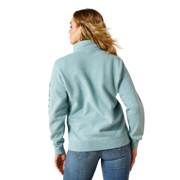 Ariat Ladies Foundation Logo 1/2 Zip Teal Heather Sweatshirt - 10062617