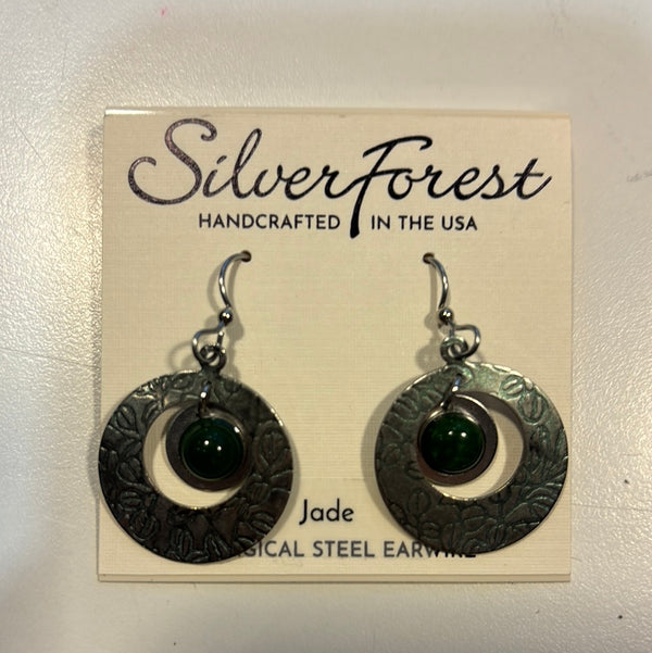 Silver Forest Earrings Stone in Textured Donut Mix- NE-1873