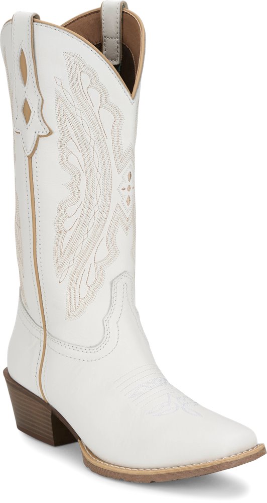 Justin Ladies White Rae Pointed Toe Boot-GY2875