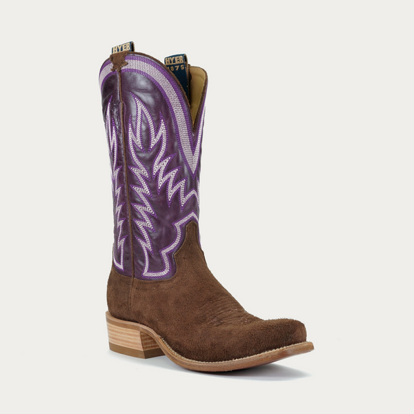 Hyer Mens Chestnut and Egg Plant Roughout Boots-HM12009