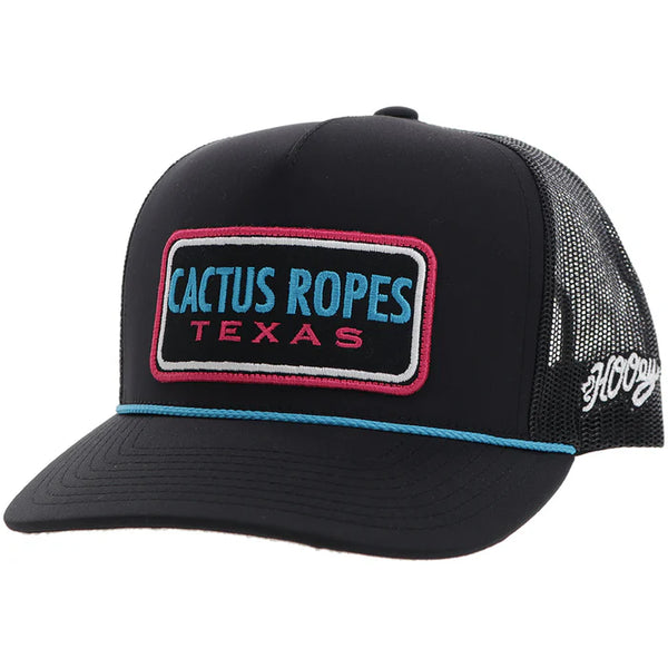 Cactus Ropes Hat Black w/Pink/Blue Patch - CR103