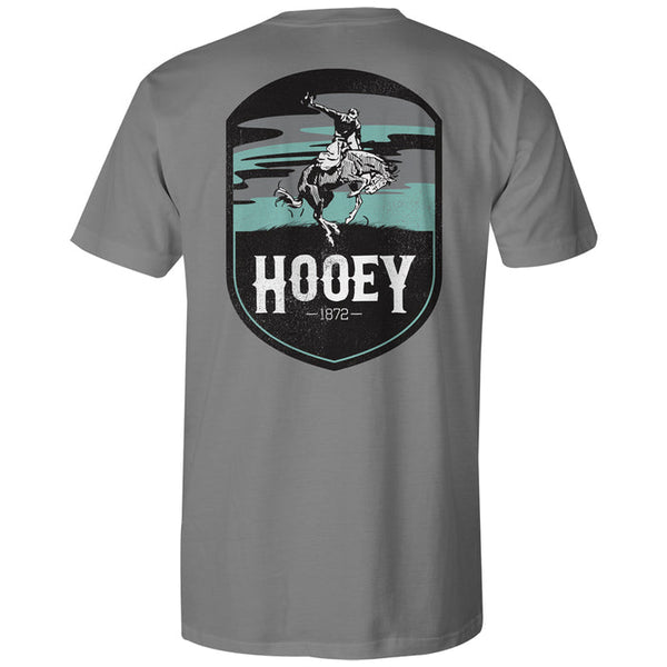 Hooey "Cheyenne" Grey with Turquoise, Grey & White Logo T-Shirt HT1688GY