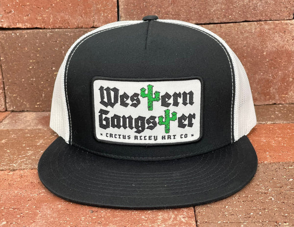 Cactus Alley Hat Co. "Western Gangster" Black/ White Mesh, Snapback Cap CA6006