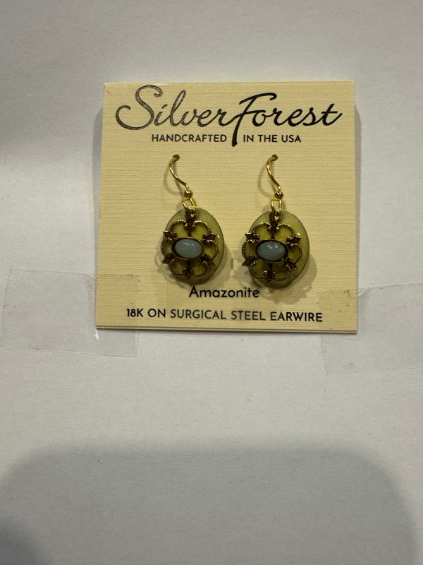 Silver Forest Amazonite and Silver Earrings NE-2237