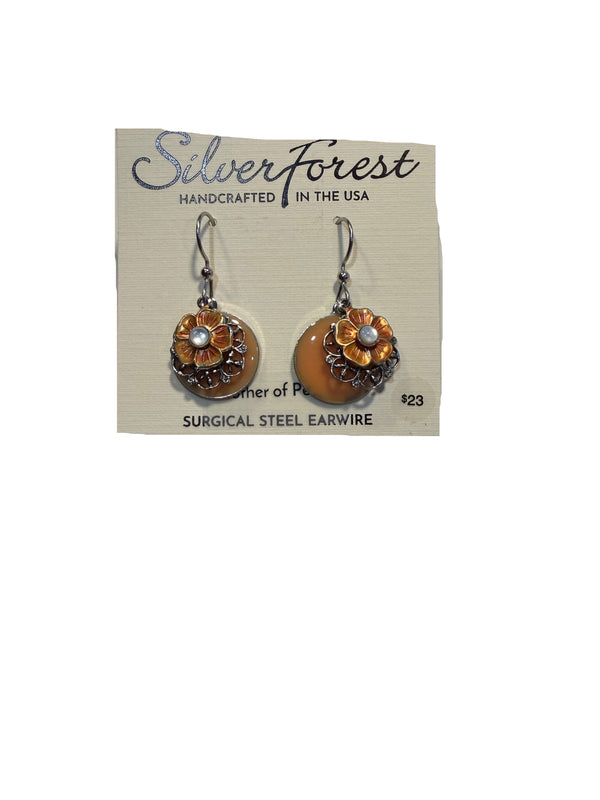 Silver Forest Orange round with Layered Flower - NE-2481