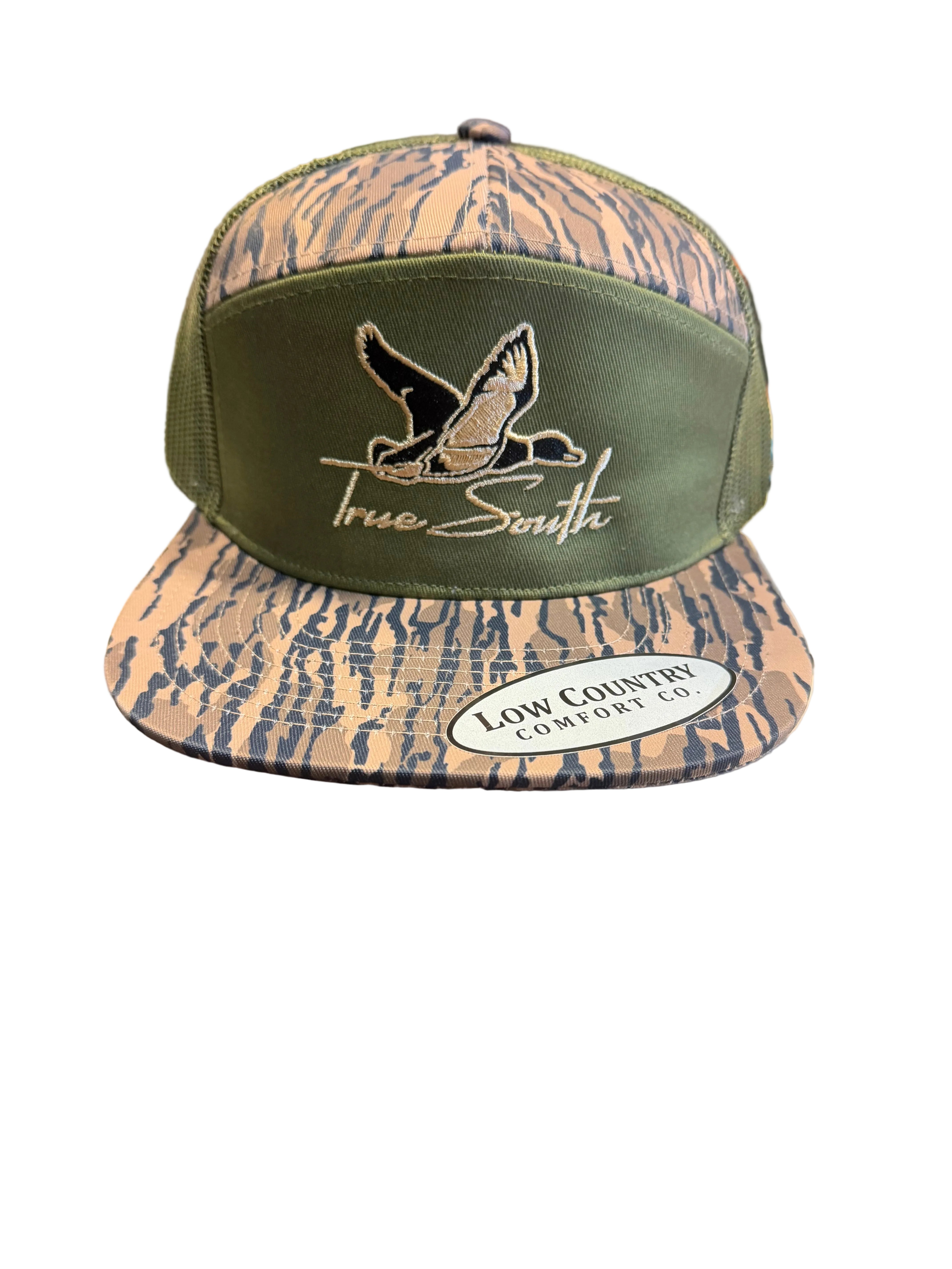 Low Country Bottomland The South Embroidered Duck 7 Panel Flat Bill Hat