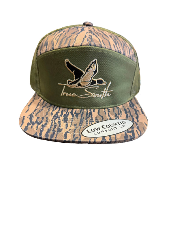 Low Country Bottomland The South Embroidered Duck 7 Panel Flat Bill Hat