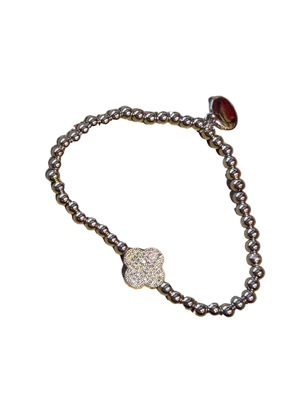 Alex Carol Stacker 4MM Silver Pave Clover Bracelet