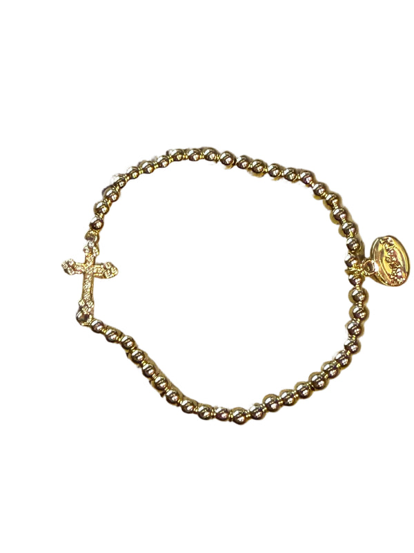 Alex Carol Jewelry Stacker 4MM Gold Cross Bracelet