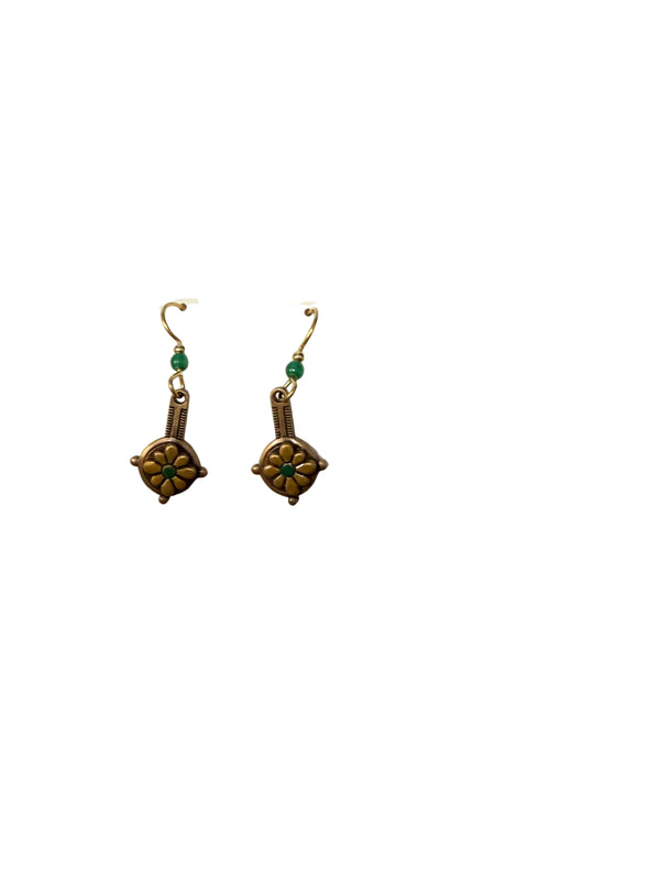 Silver Forest Flower on Artisan Drop Earrings - NE-2363
