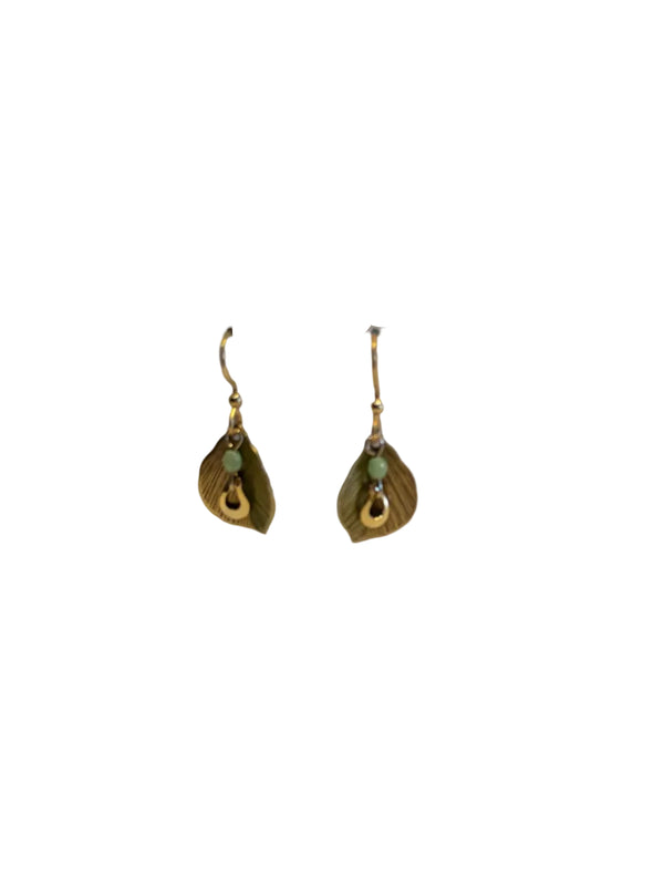 Silver Forest Earring Leaf with Crease and Drop - NE-2380