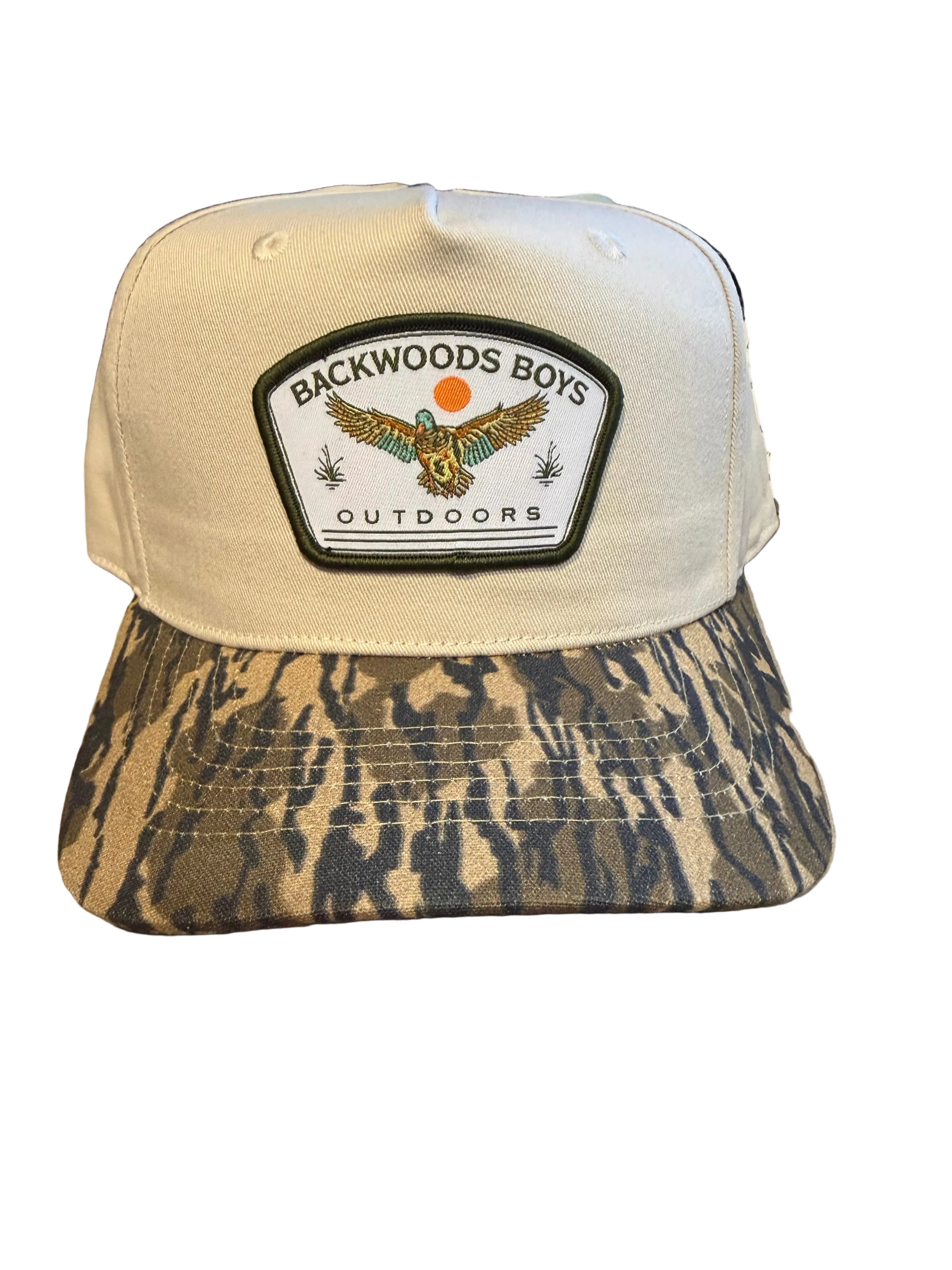 Backwoods Boys Outdoors tan and camo Curved Ball Cap