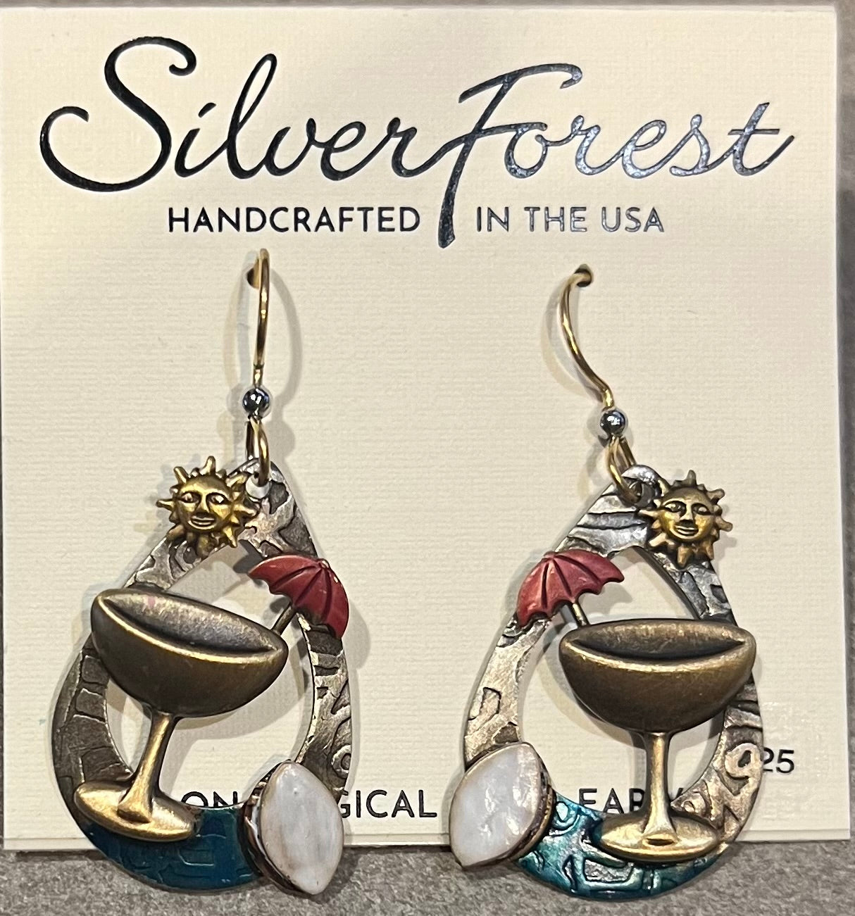 Silver Forest Coconut Drink Earrings - NE-1980