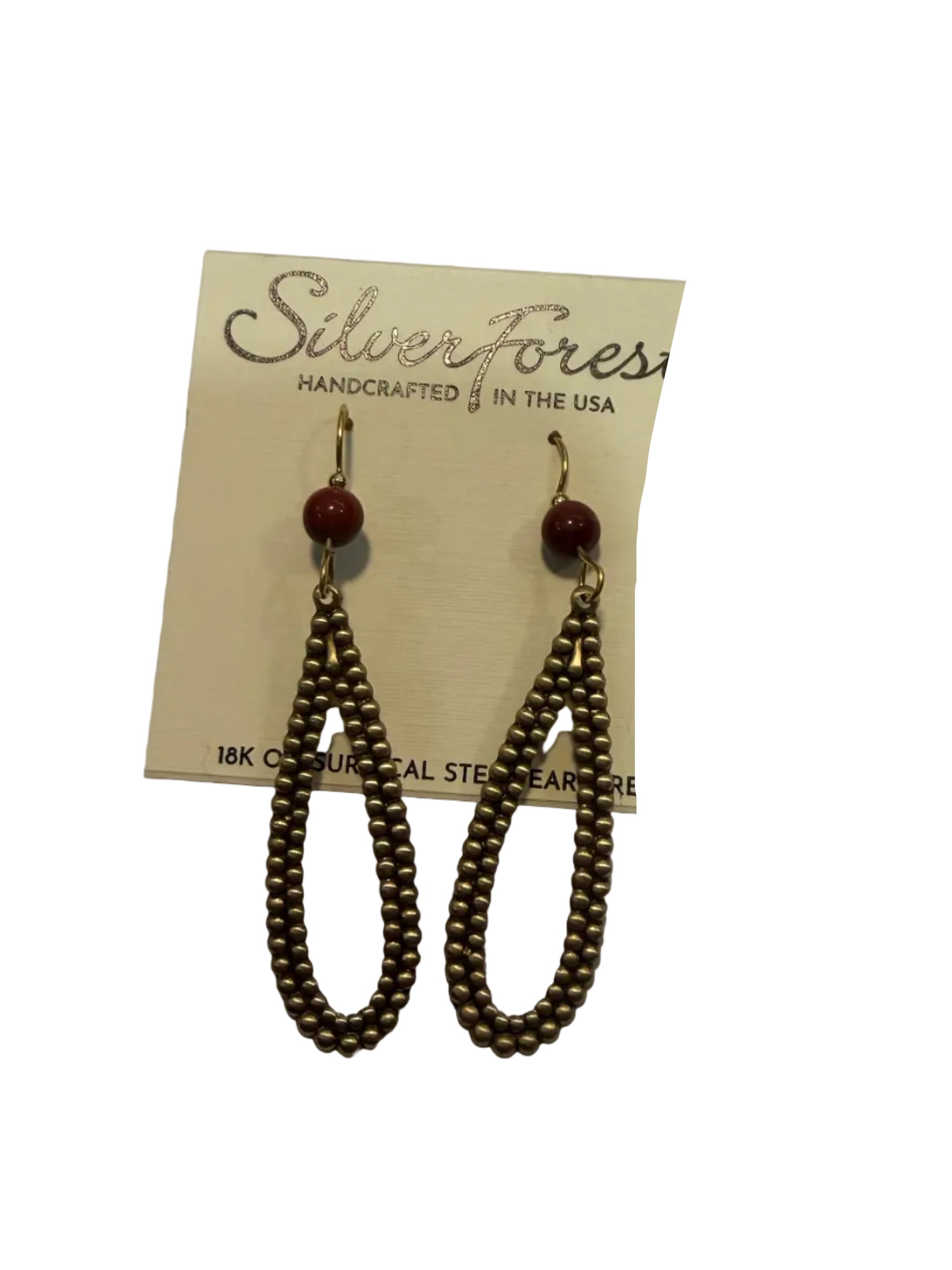 Silver Forest Earring Beaded Texture on Drop NE-2431