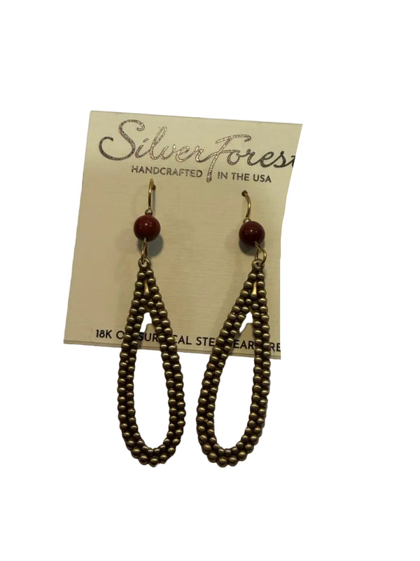 Silver Forest Earring Beaded Texture on Drop NE-2431