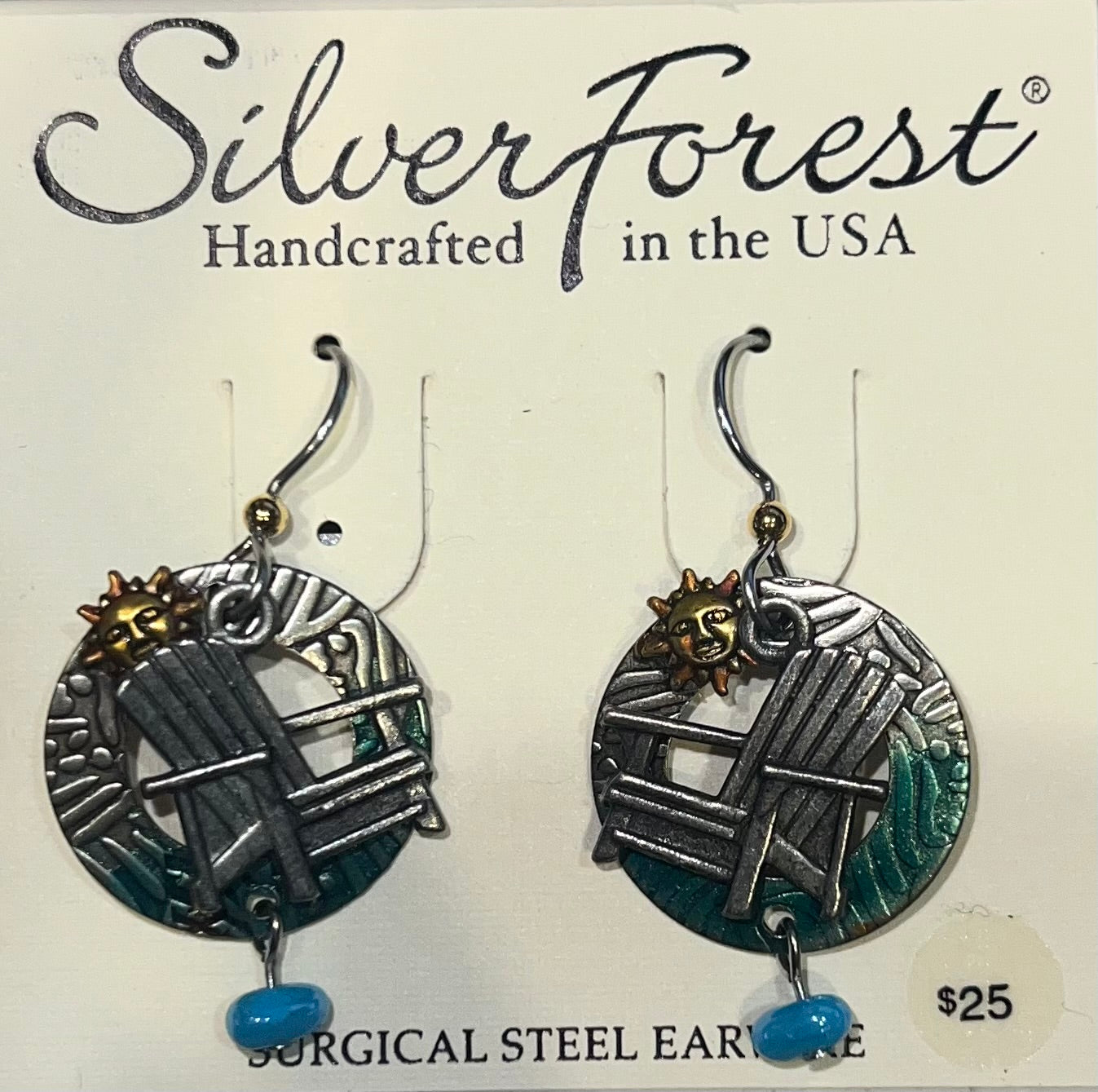 Silver Forest Beach Chair Earrings -NE-1946