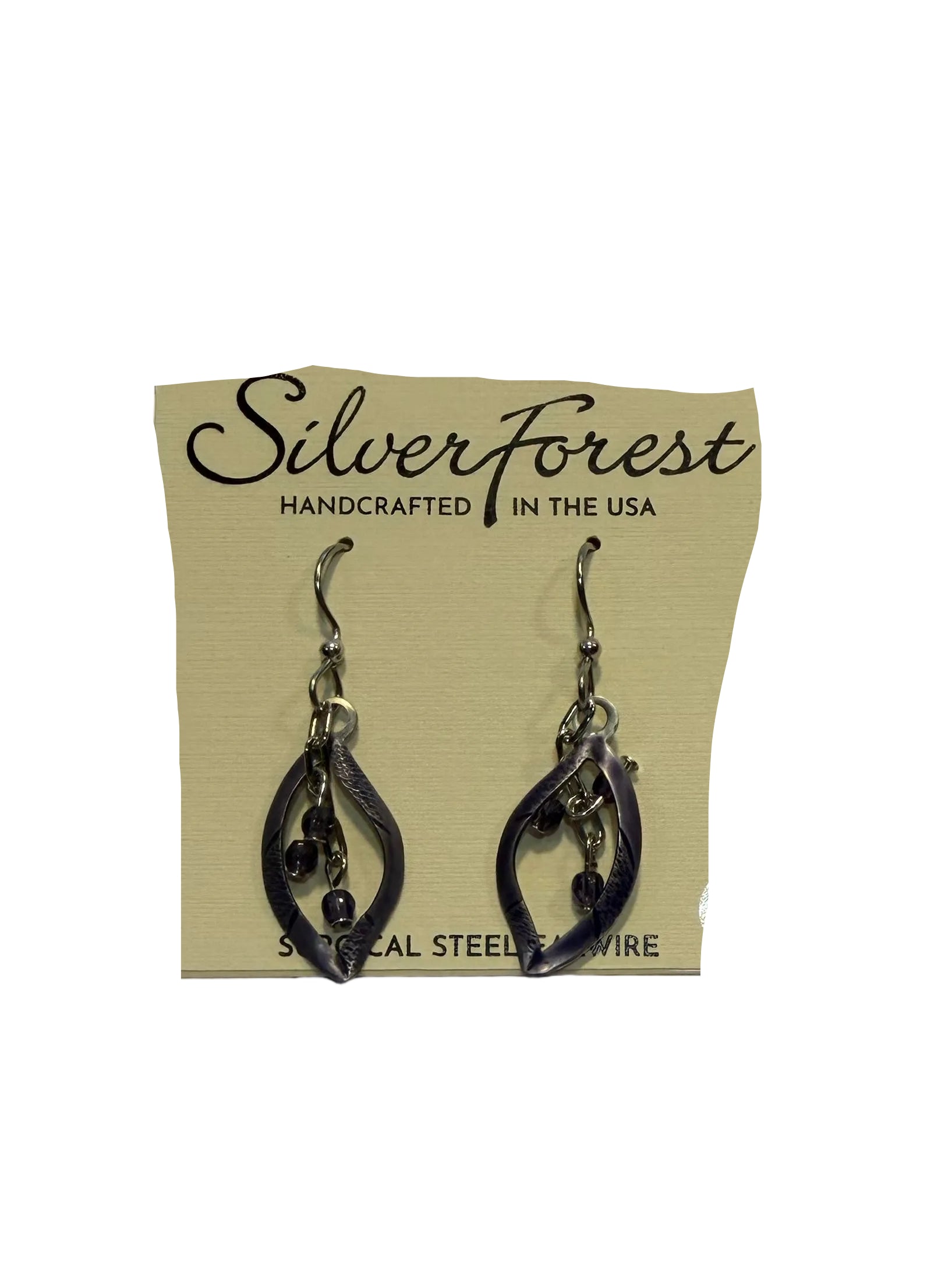 Silver Forest Earring Open Shape with Bead Drop NE-2434