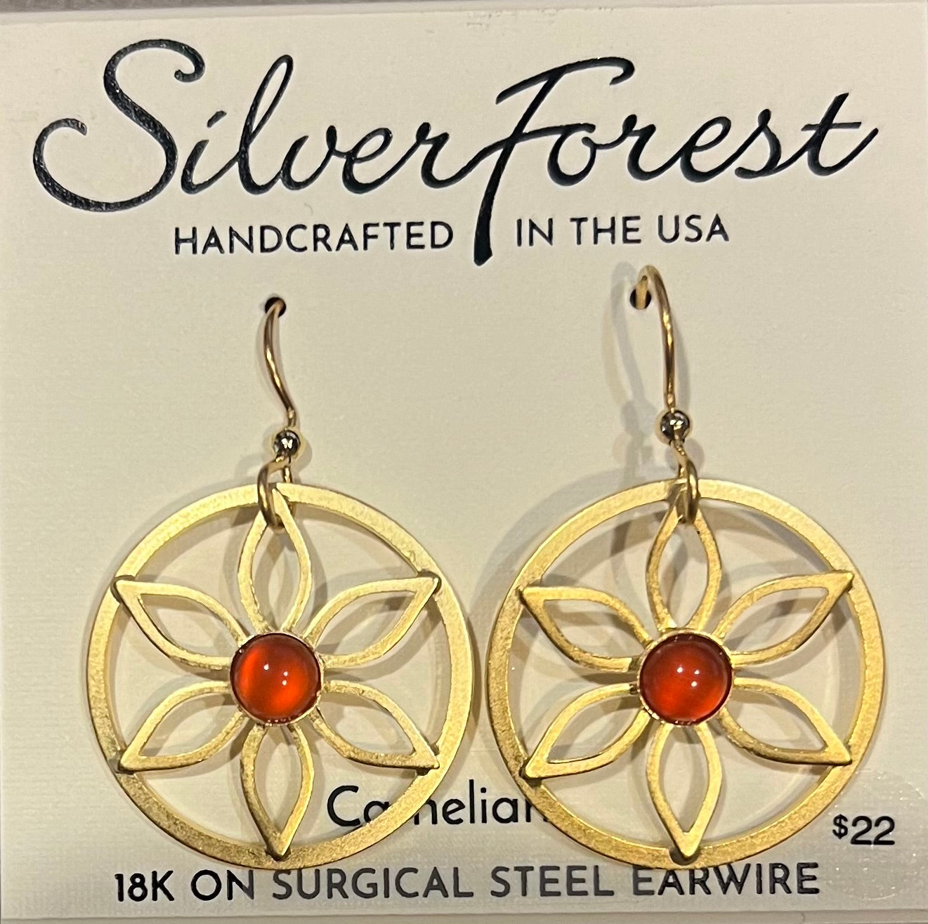 Silver Forest Gold Flower Earrings-NE-2163A