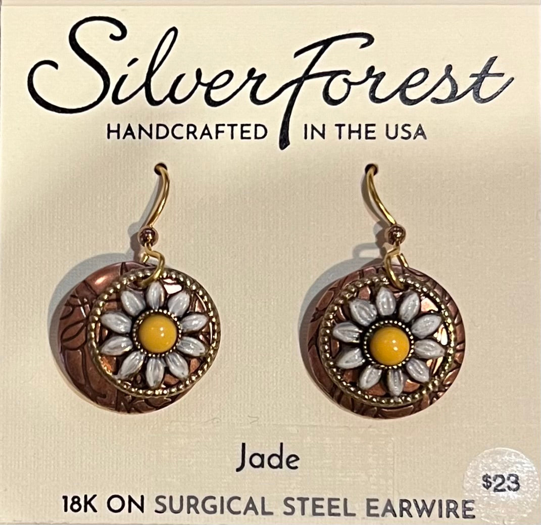 Silver Forest Bronze SunFlower Earrings-NE-1963B