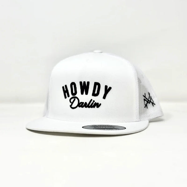 Mad Hatter Co. Howdy Darlin Flat Bill - White - HOWDYDARLIN