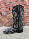 Corral Ladies Black/Copper Laser & Embroidery & Studs SQ toe - C4046