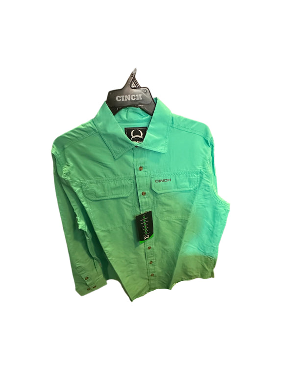 Cinch Men's Solid ArenFlex Long Sleeve Shirt - Turquoise - MTW722001