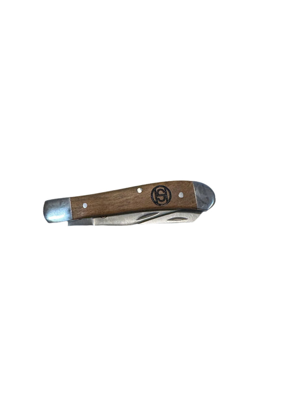 Circle SH Cutlery Trapper Knife Branded Wood Handle - HG1