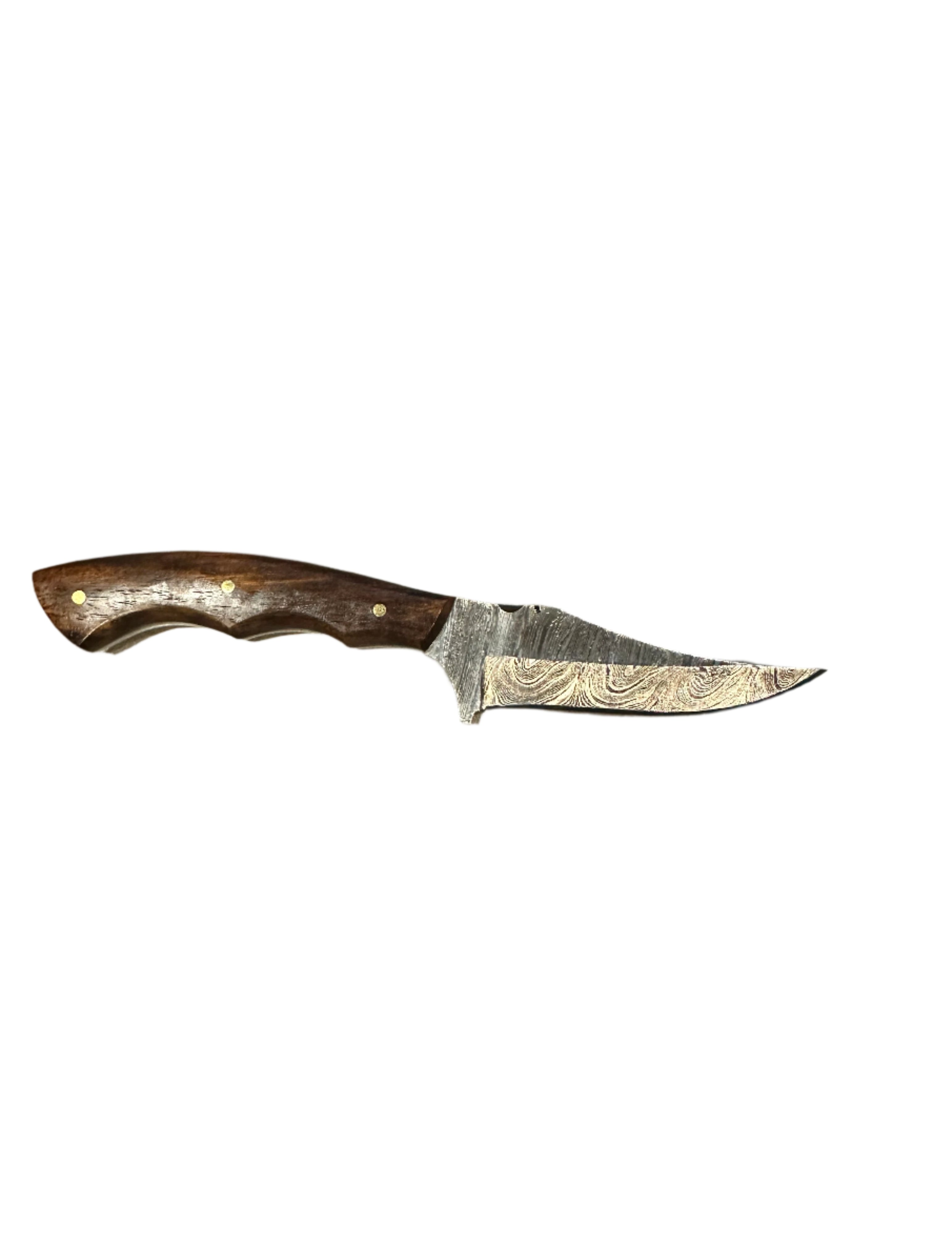 Circle SH Cutlery Fixed Damascus Blade with Black Wood Handle 6.5