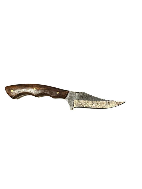 Circle SH Cutlery Fixed Damascus Blade with Black Wood Handle 6.5" - GH20