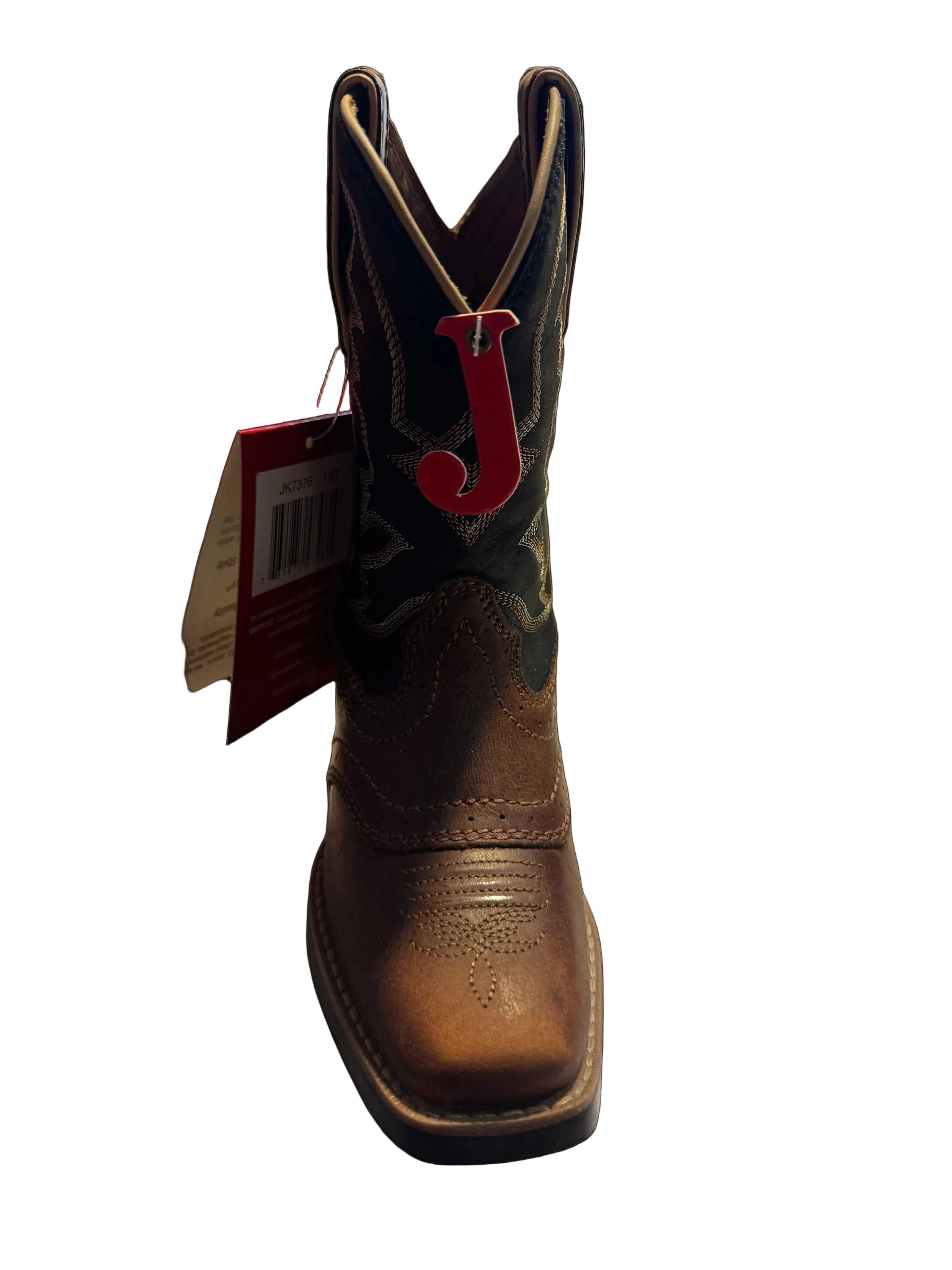 Justin Kids Tad Cognac Black Water Buffalo Boots -JK7376