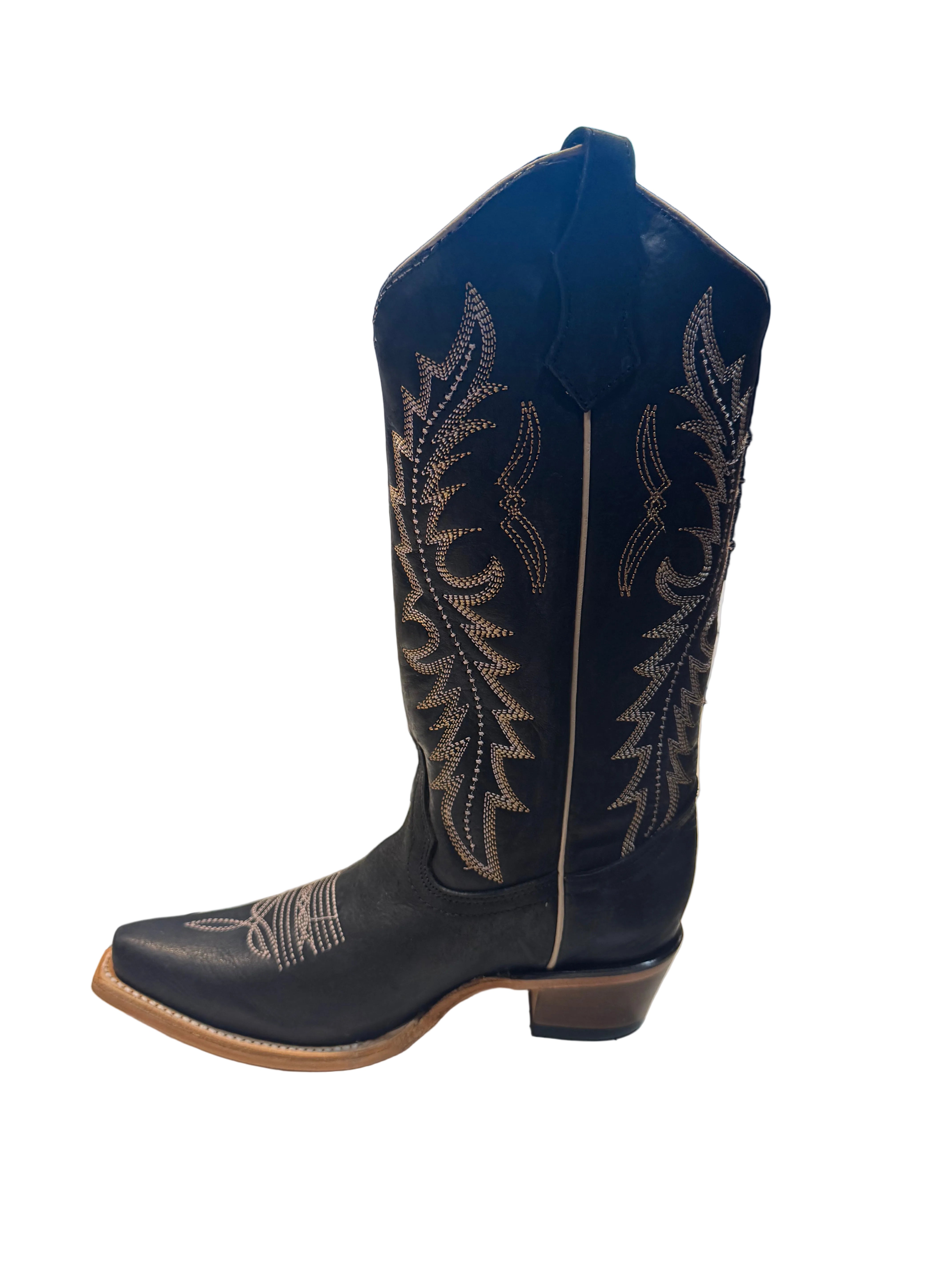 Circle G Ladies Black Zigzag Embroidery Boots L8186