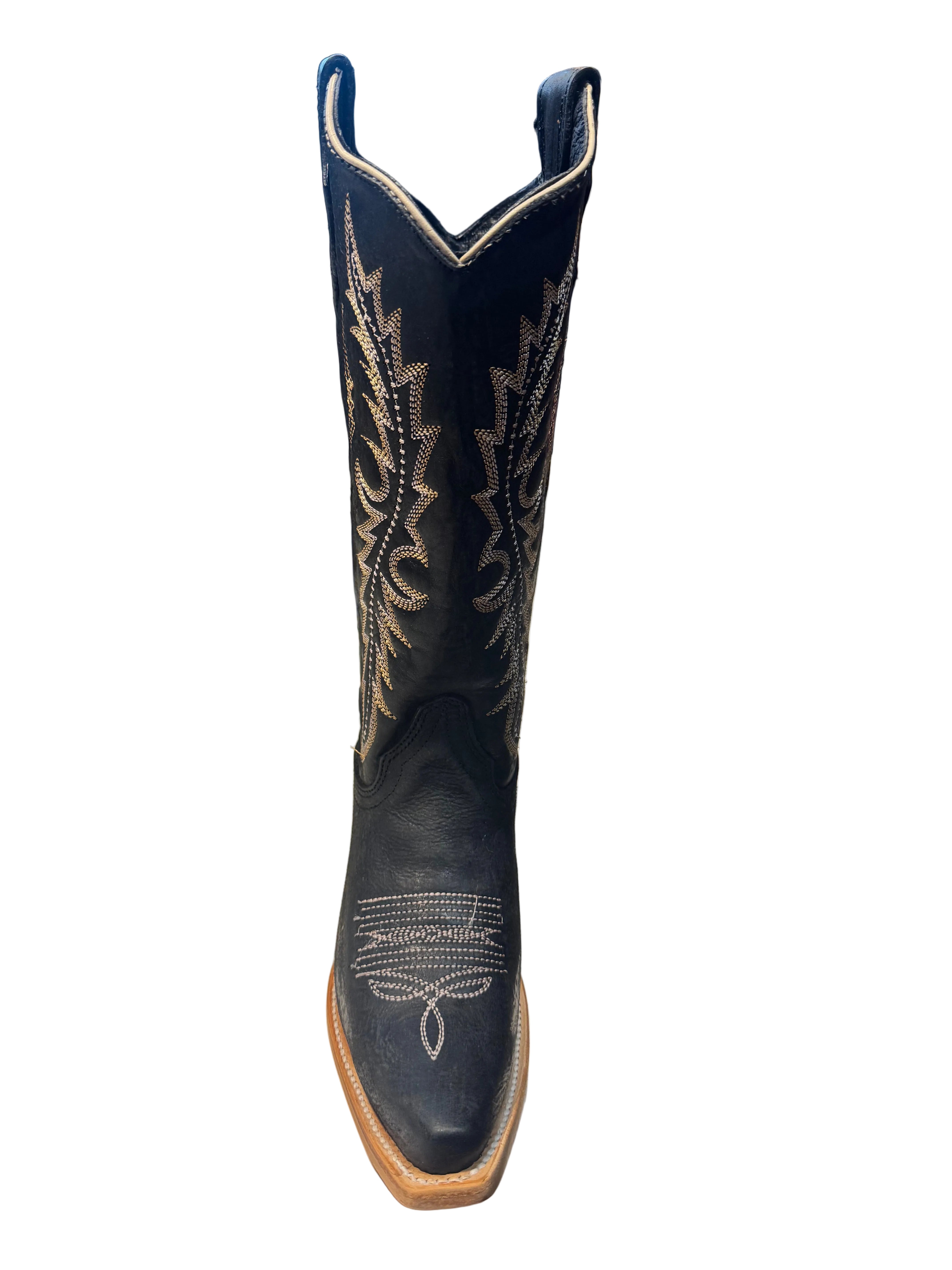 Circle G Ladies Black Zigzag Embroidery Boots L8186