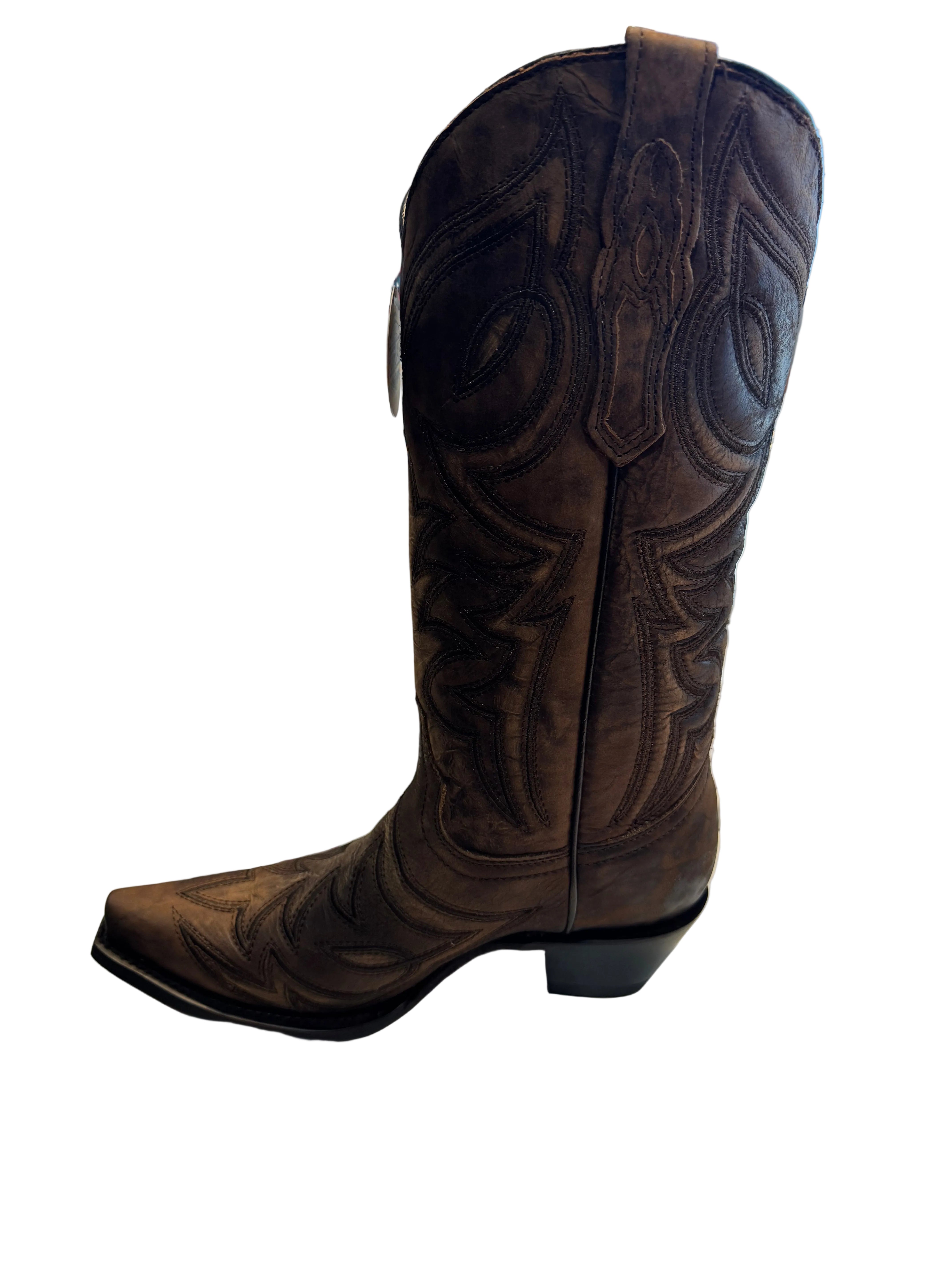 Corral Ladies Brown Raised Embroidery Boots Z5604