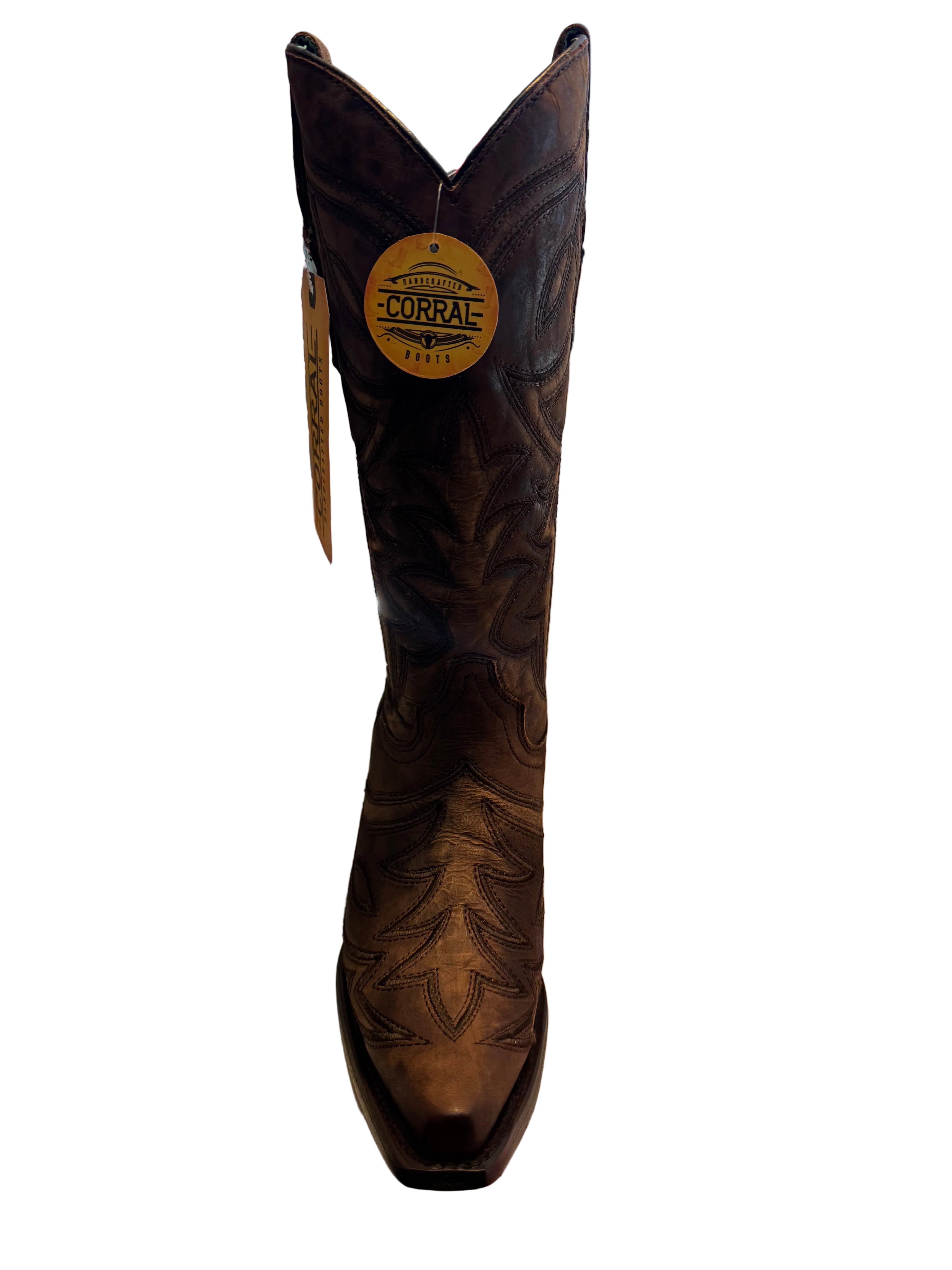 Corral Ladies Brown Raised Embroidery Boots Z5604