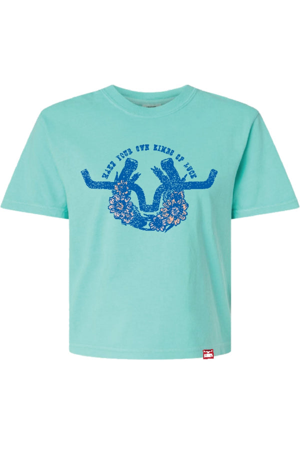 Kimes Ranch Ladies Mint Kimes Of Luck Crop TShirt