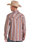 Rock & Roll Mens Tek Stripe Printed LS Pearl Snap -BMN2S09459