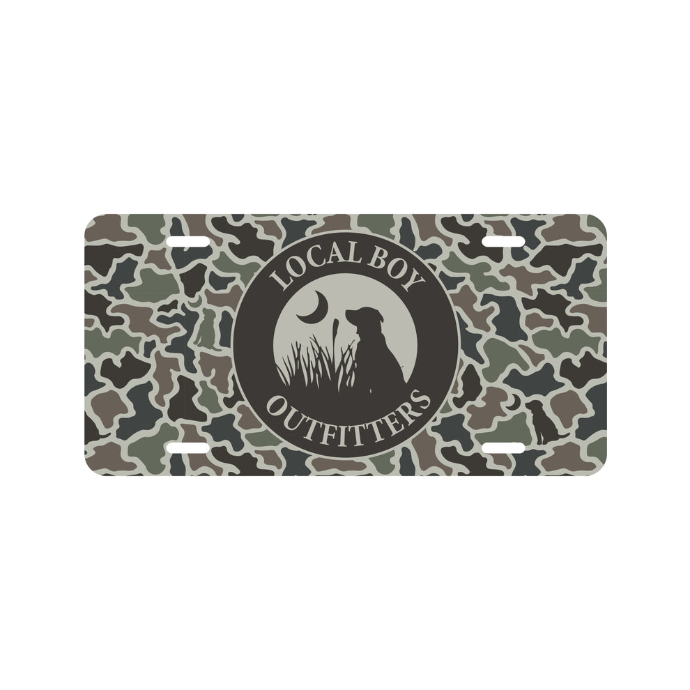 Local Boy Original Circle License Plate - Dog & Moon Camo