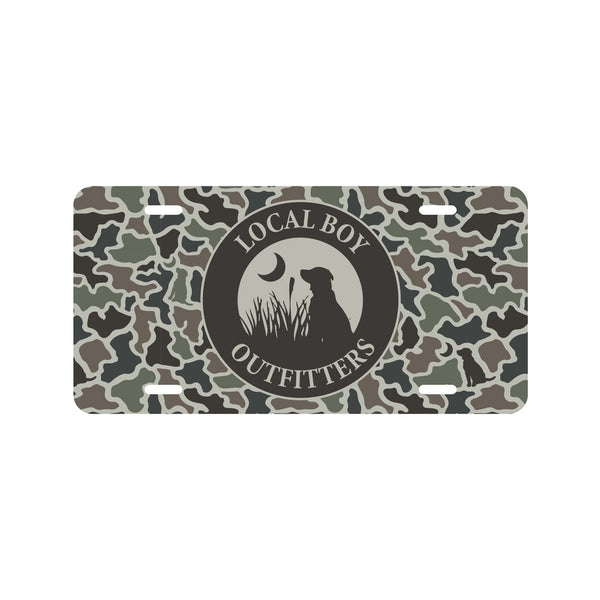 Local Boy Original Circle License Plate - Dog & Moon Camo