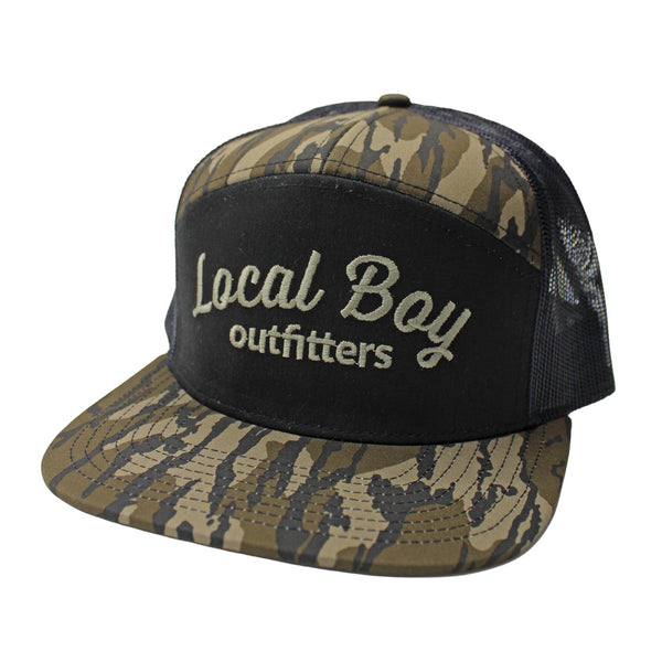 Local Boy Simple Script 7 Panel Hat - Mossy Oak Original Bottomland