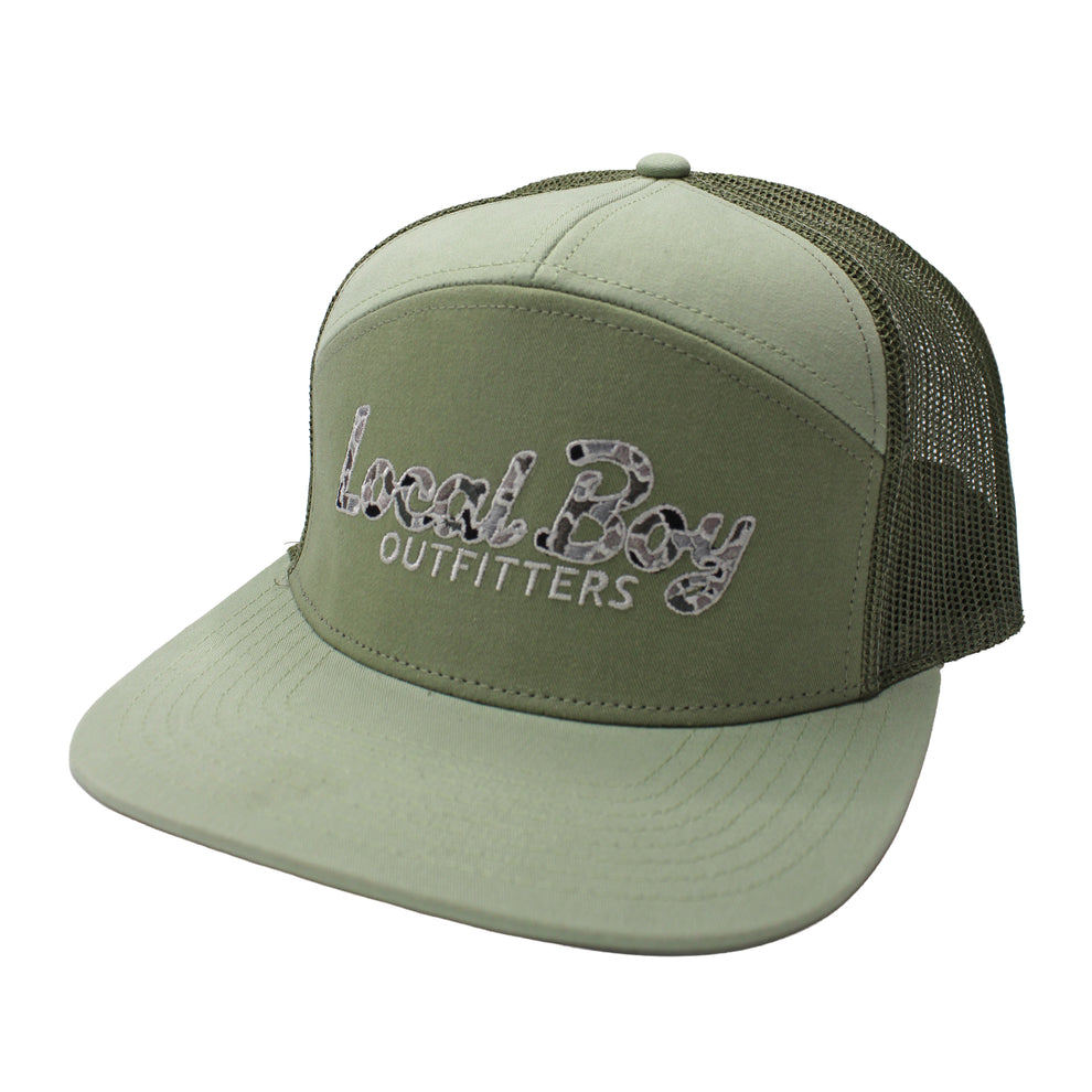 Local Boy Localflage Mark Script 7 Panel Hat - Light Sage/Sage