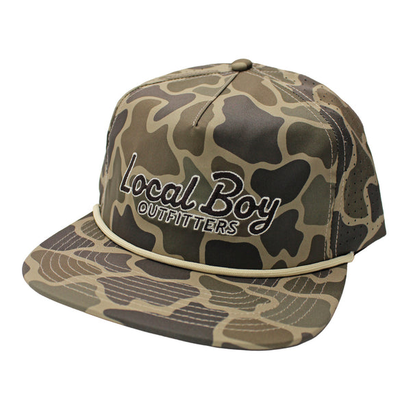 Local Boy Mark Script Low Profile Perforated Rope Hat - Brush Camo