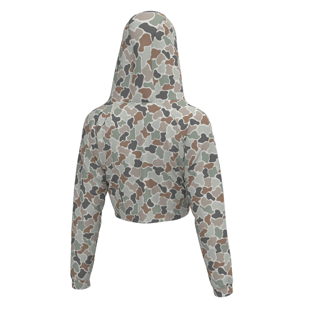 Local Girl Velvet Fleece Cropped Hoodie - Forest Camo Flora - L5130016-FCF
