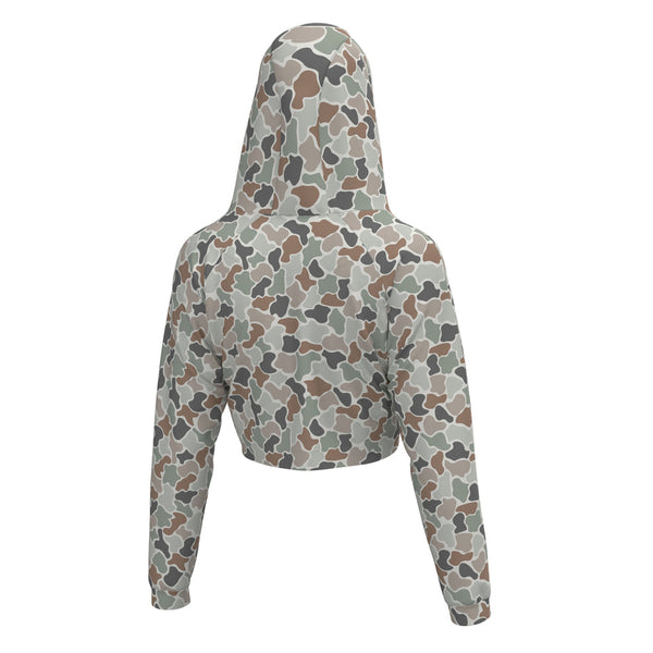 Local Girl Velvet Fleece Cropped Hoodie - Forest Camo Flora - L5130016-FCF