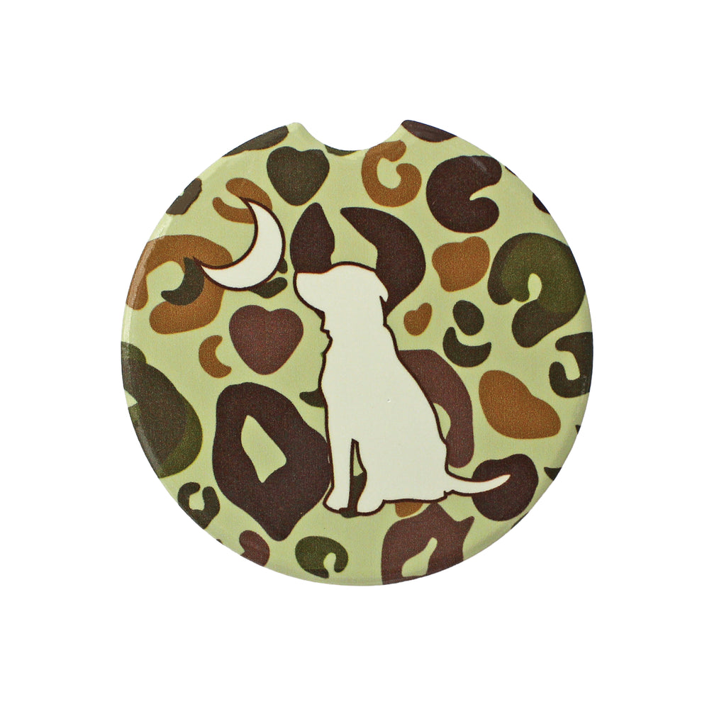 Local Girl Dog & Moon Car Coaster - Vintage Cheetah