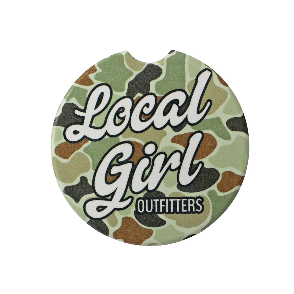 Local Girl Stacked Cursive Charm Car Coaster