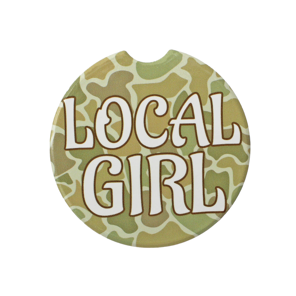 Local Girl Forest Camo Desert Car Coaster