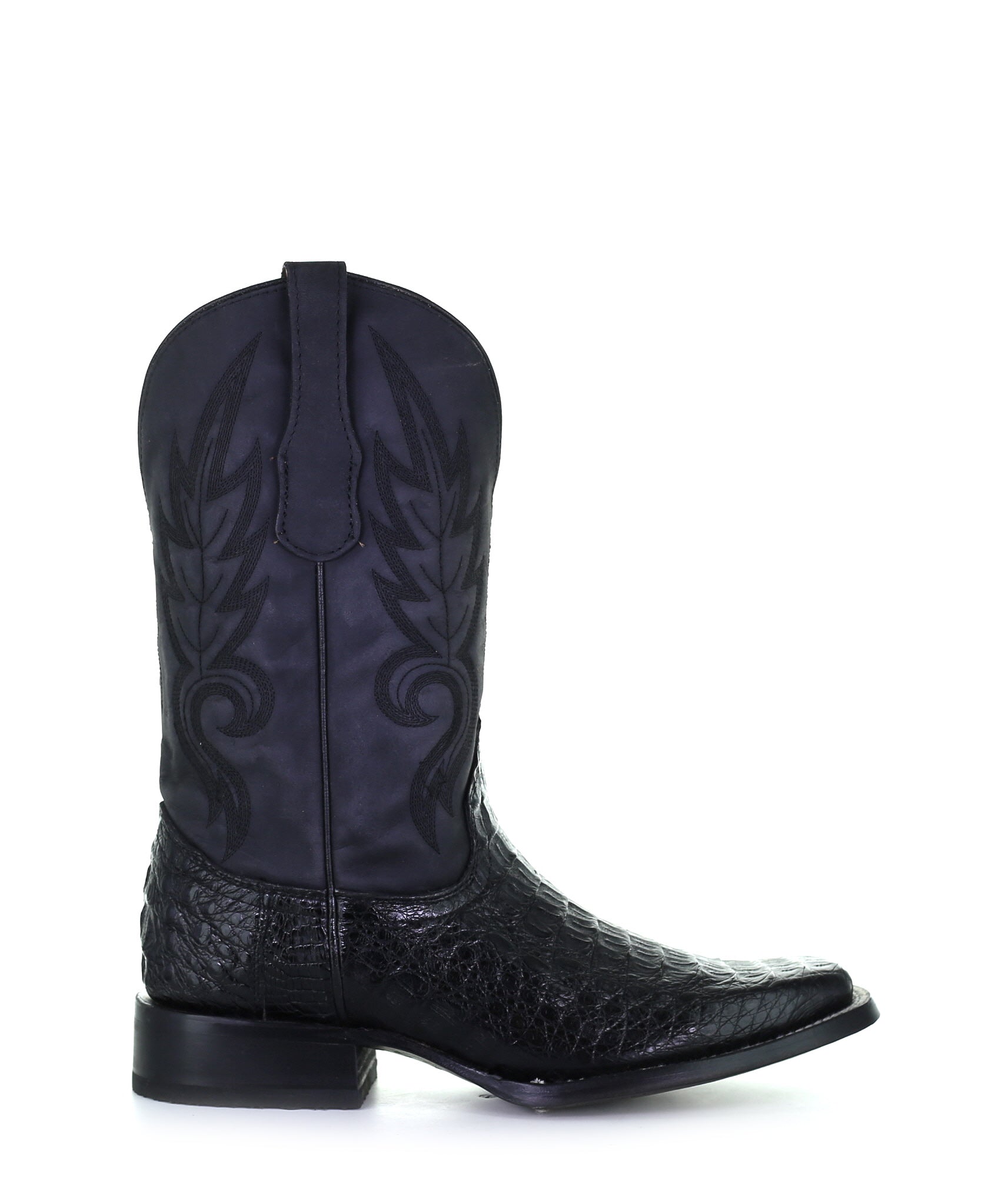 Circle G Men's Black Caiman Embroidery Square Toe L5743