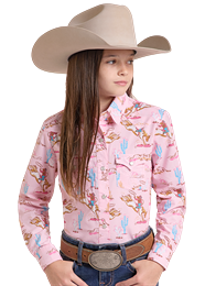 Panhandle Girls Long Sleeve Print Snap Shirt- LGN2S09911