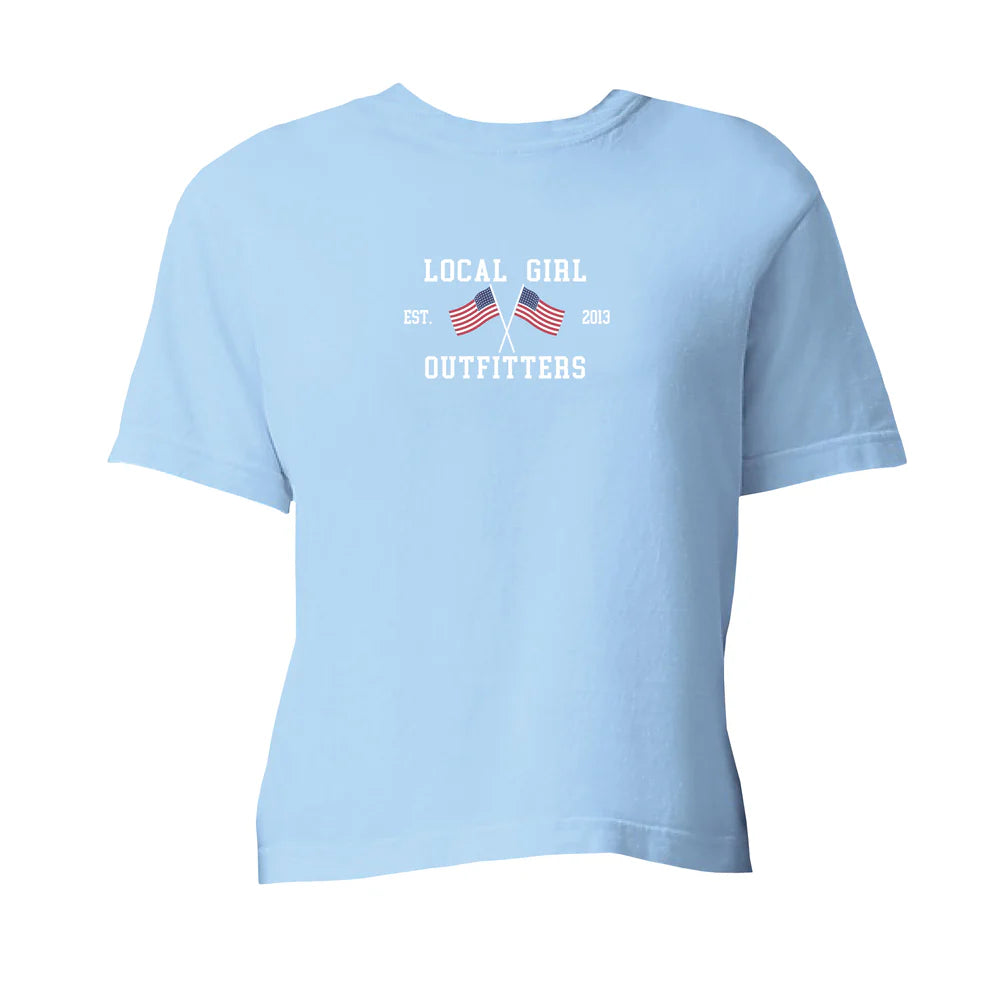 Local Girl Outfitters United Crop Tee - Chambray - L5110007CBY